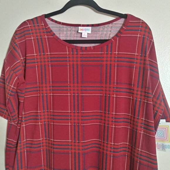 LulaRoe Women’s Irma High-Low Hem Tunic Top Red Plaid Size: Small - Picture 6 of 8